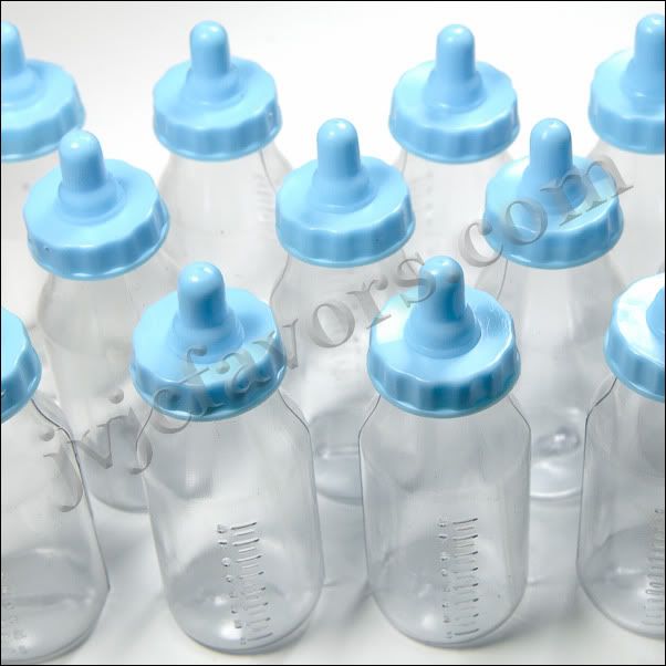 24 Jumbo Fillable Bottles 4 5" Baby Shower Favor Blue Boy Decor 
