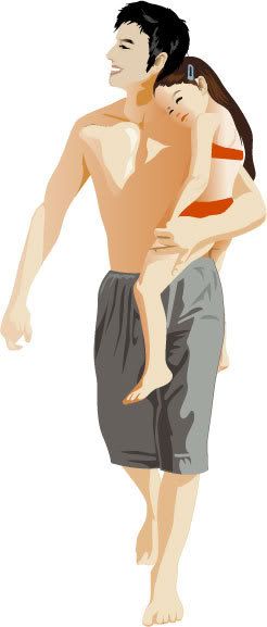 a man with hes girl on the beach