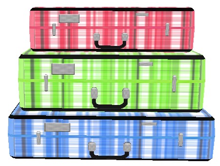 Pink, Green, and Blue Plaid Suitcases