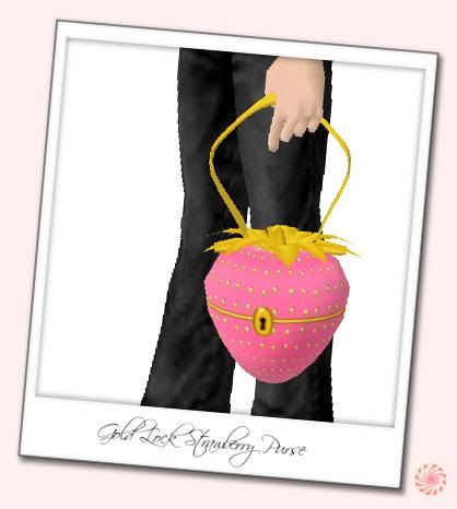 Pink Strawberry Purse with Gold Lock
