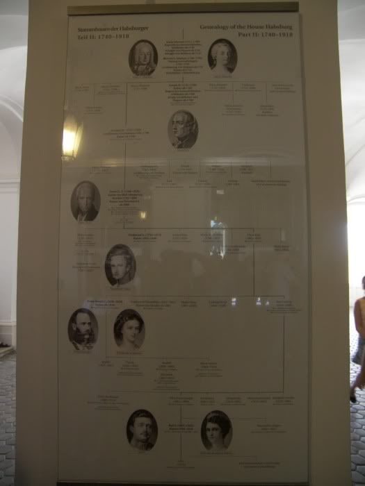 schonbrunn,哈布斯堡王朝皇族世系谱,倒数第二行中的女头像为sissi