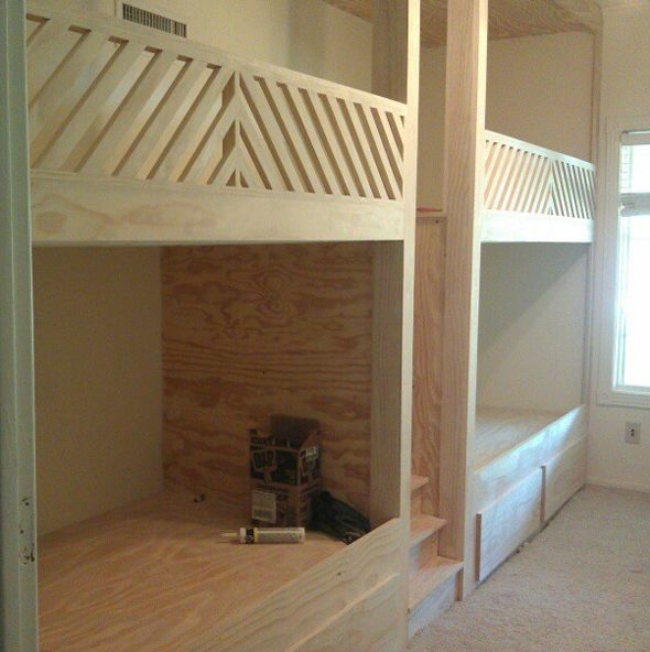 built in bunk beds with stairs