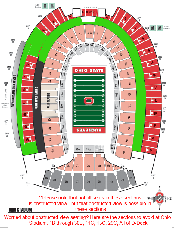 Ohio Stadium Detailed Seating Chart