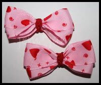 Pink Heart Piggy Tail Bow Set