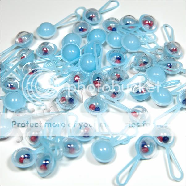 48 Pcs Mini Rattles Baby Shower Favor Light Blue Boy Decor Party Decorations