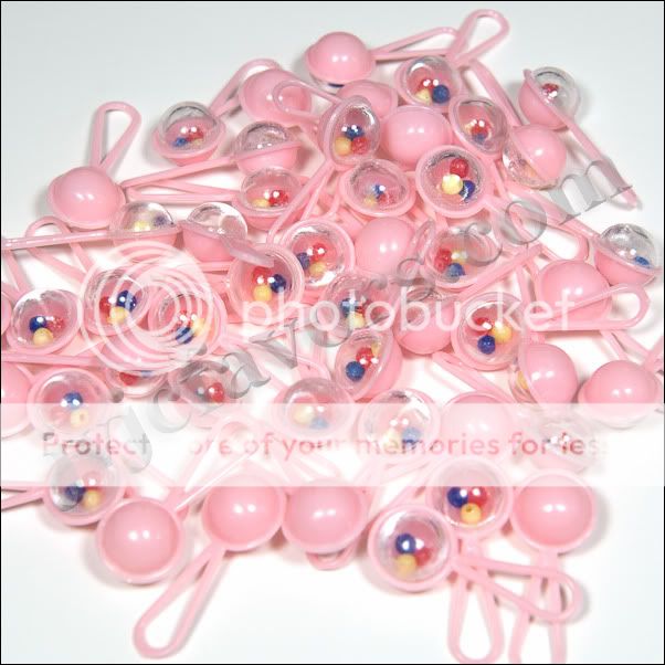 48 Pcs Mini Rattles Baby Shower Favor Light Pink Girl Decor Party