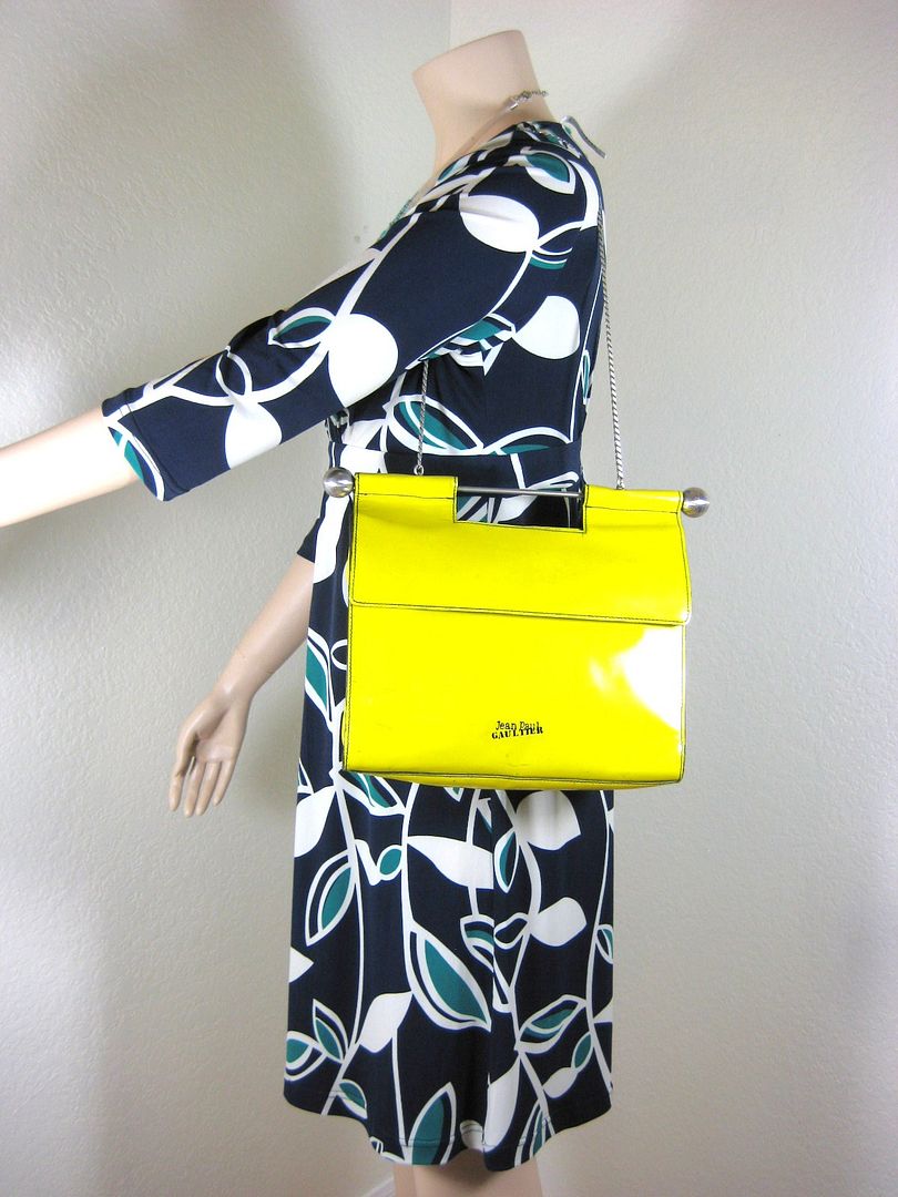 Vintage Jean Paul GAULTIER Yellow Leather Tote Shoulder Bag  