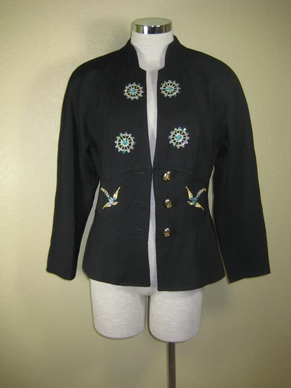 ROCCOBAROCCO Wool Blazer Jacket Beaded 44 30 40 7 8 9  