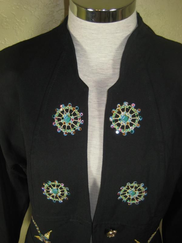 ROCCOBAROCCO Wool Blazer Jacket Beaded 44 30 40 7 8 9  