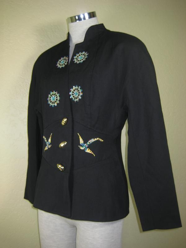 ROCCOBAROCCO Wool Blazer Jacket Beaded 44 30 40 7 8 9  